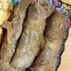 さっくりレンコンの簡単♪甘辛豚肉巻き